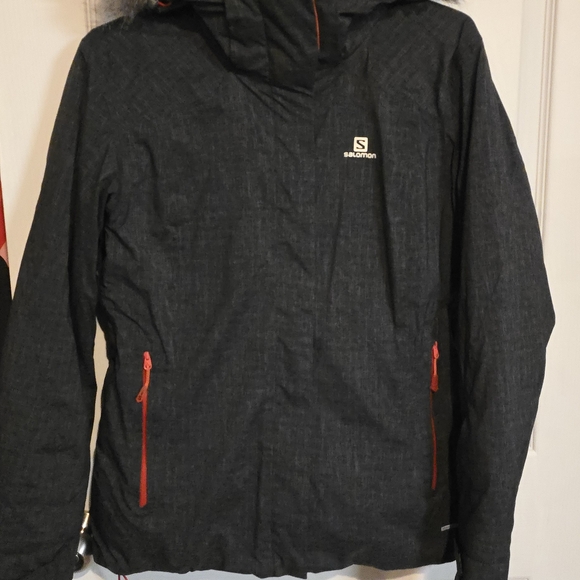 Salomon Women's Charcoal and Bright Orange Ski Jacket - Picture 2 of 4